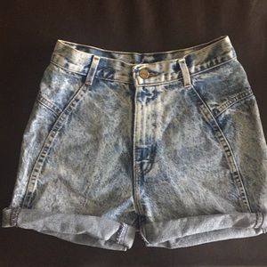 High waisted acid wash shorts